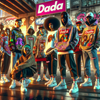 image for Dada as a clothing brand, showing a group of trendy young people.