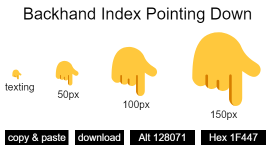 Backhand Index Pointing Down emoji