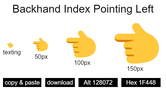 Backhand Index Pointing Left emoji