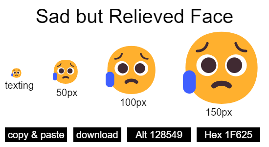 Sad but Relieved Face emoji