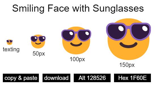 Smiling Face with Sunglasses emoji