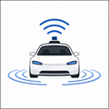 image for AV with the meaning 'autonomous vehicle' showing a self-driving car