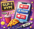 image for GLP-1, showing a cartoon social media frenzy