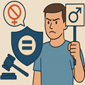 image for MRA, showing a man with as placard