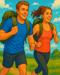 image for rucking, showing a couple walking with packs