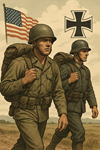 image for rucking, showing a US and a German soldier marching