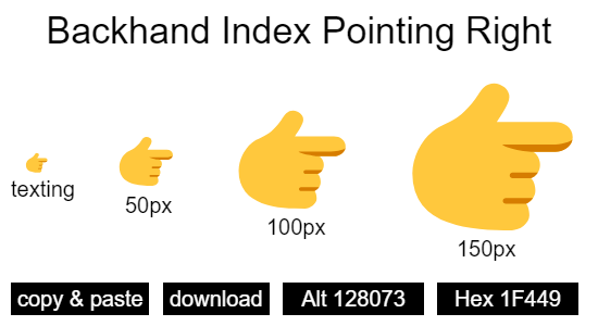 Backhand Index Pointing Right emoji
