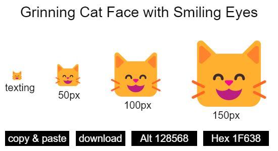 Grinning Cat Face with Smiling Eyes emoji