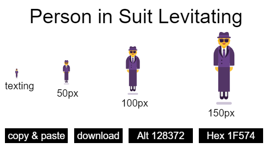Person in Suit Levitating emoji