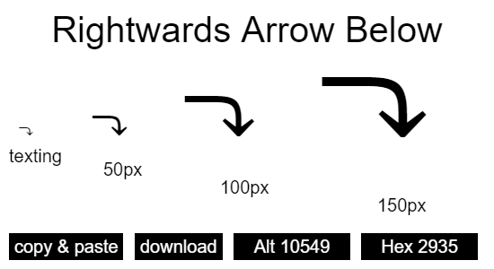 Rightwards Arrow Below emoji