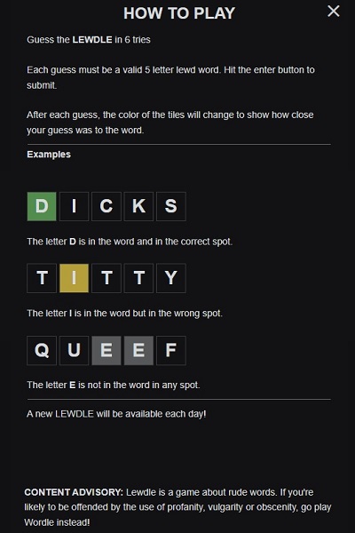 how to play LEWDLE