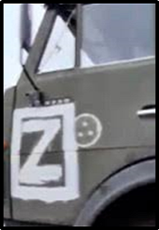 Russian Vehicle with Letter Z in a Rectangle