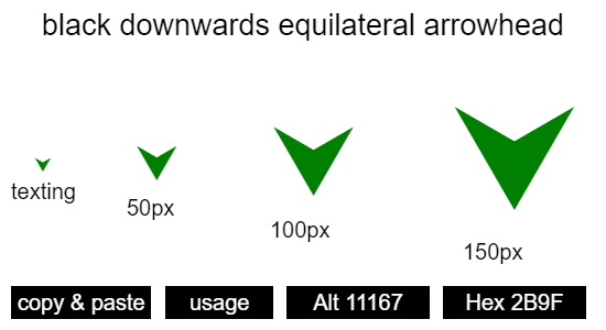 black-downwards-equilateral-arrowhead
