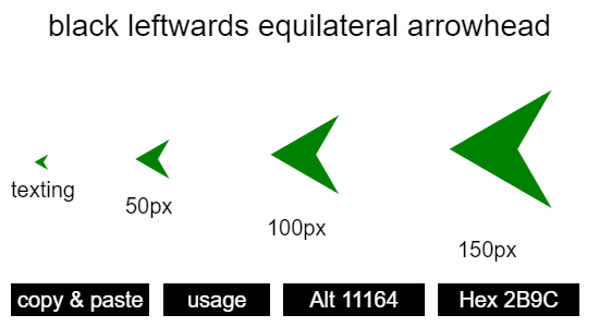 black-leftwards-equilateral-arrowhead