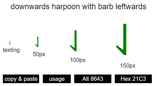 downwards-harpoon-with-barb-leftwards
