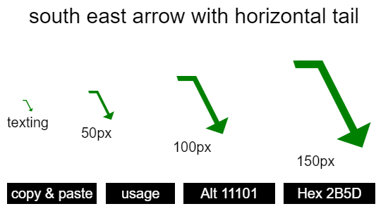 south-east-arrow-with-horizontal-tail