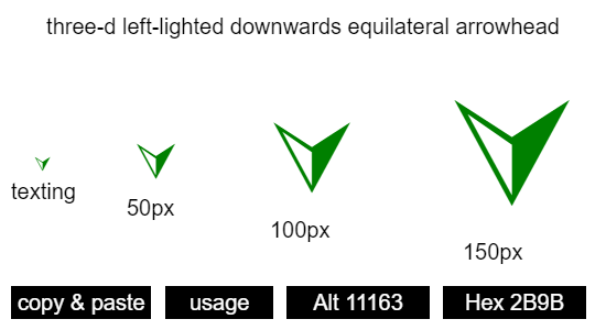 three-d-left-lighted-downwards-equilateral-arrowhead